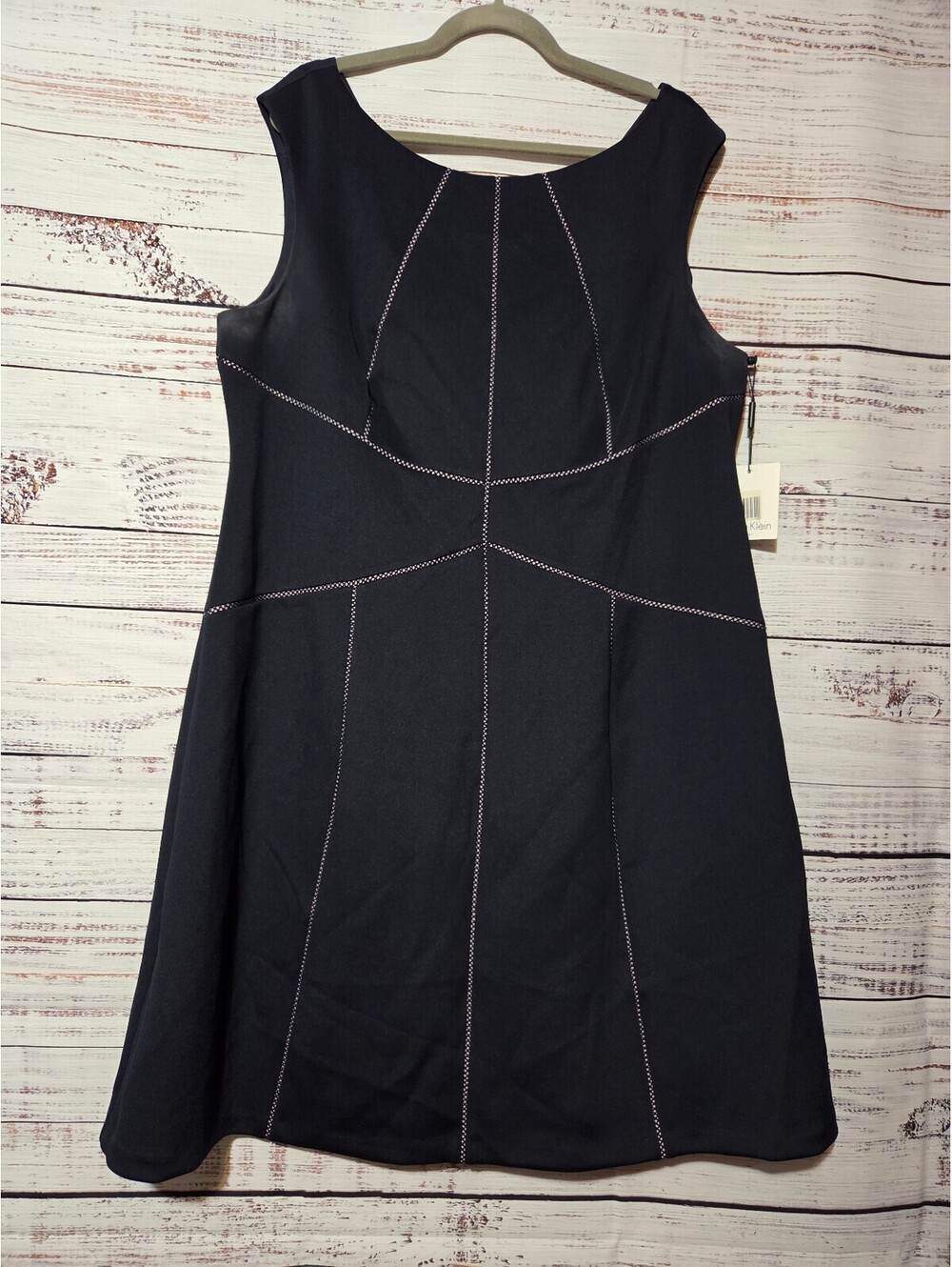 Calvin Klein Dress Size 18W Black Pink Stitching Fit & Flare Style Sleeveless